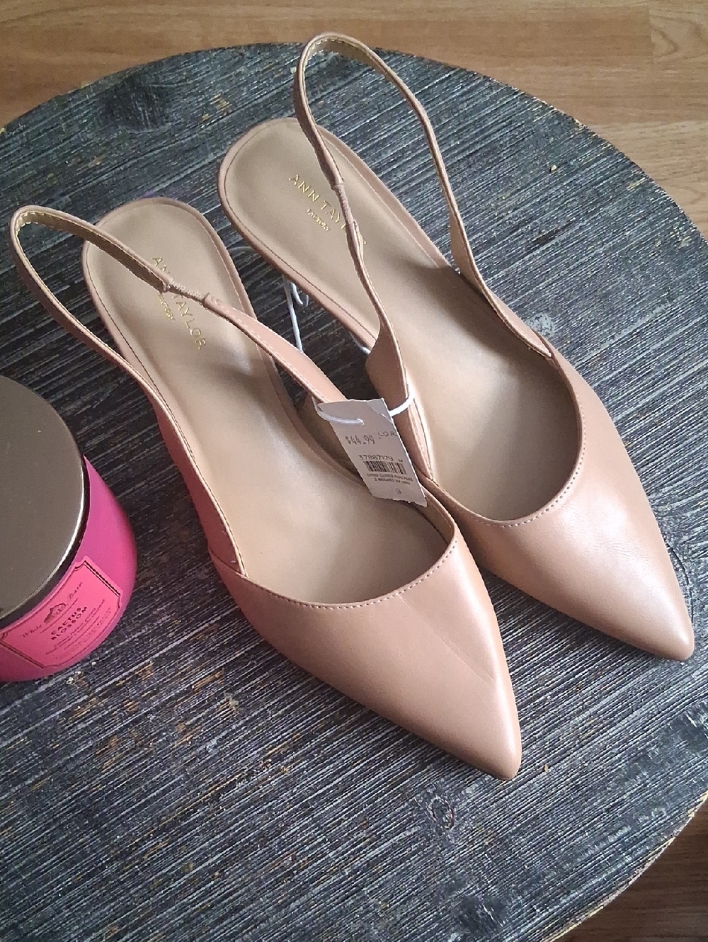 Ann Taylor Factory Nude Pointed-Toe Slingback Heels